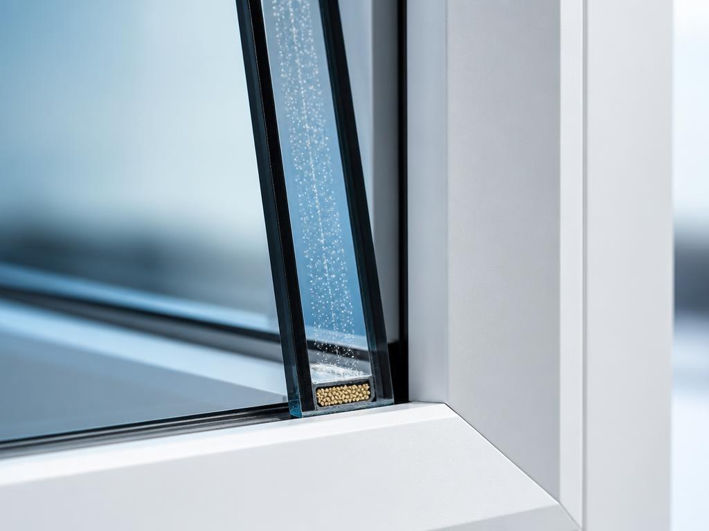 Sealed cavity between two panes of insulated glass filled with argon gas