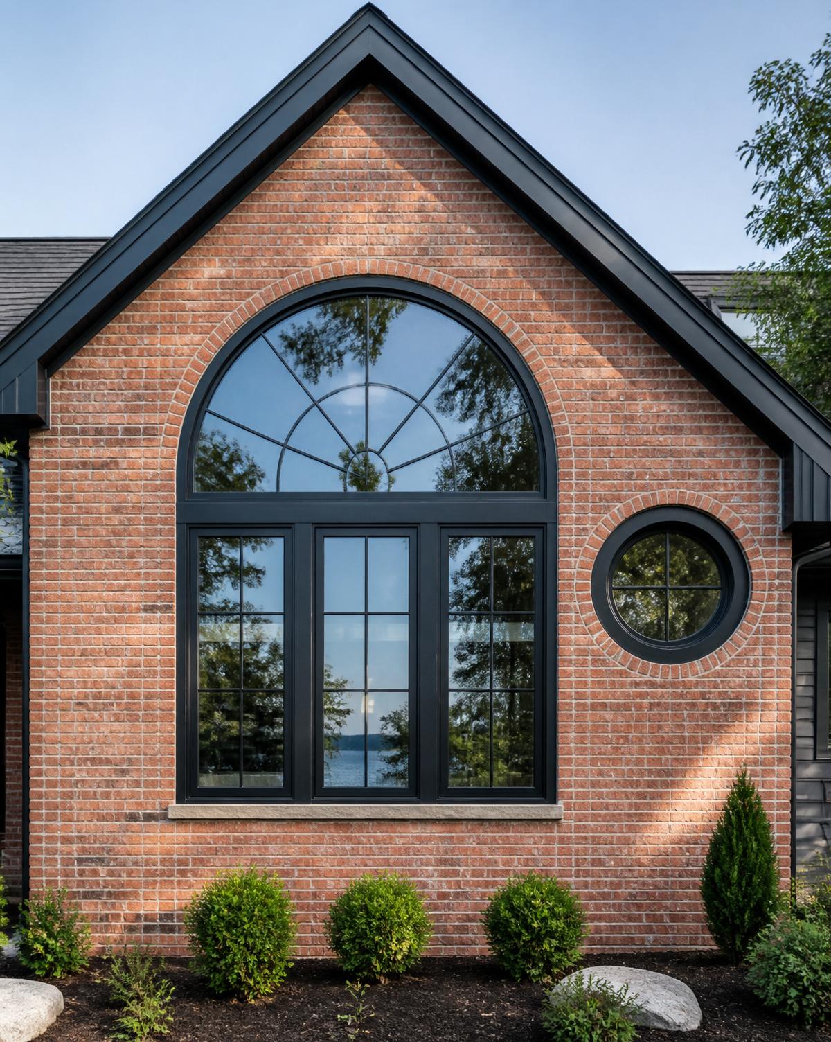 Curved & Custom-Shaped Windows shown installed on a home