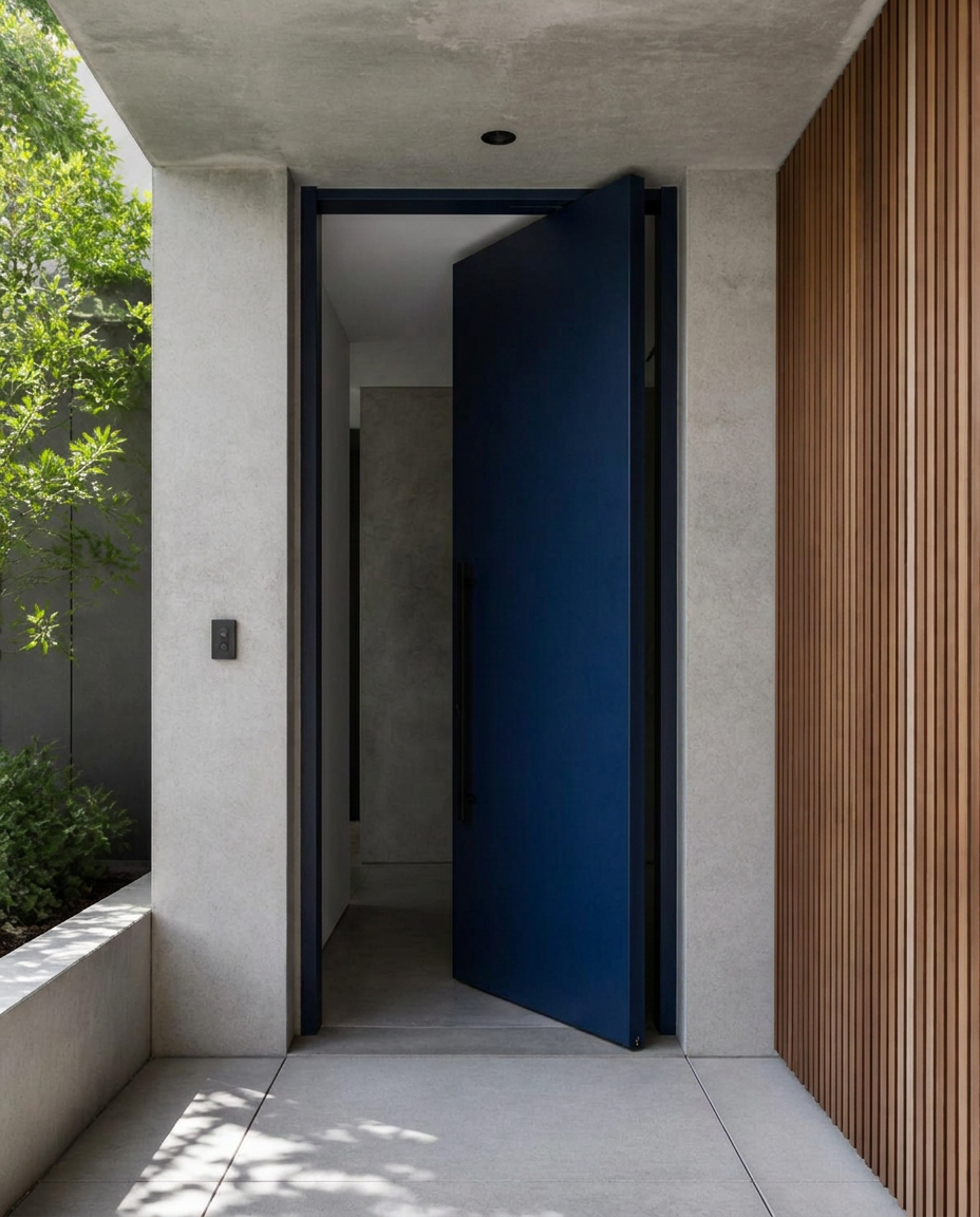Flush Entry Doors shown opened from a matching angle