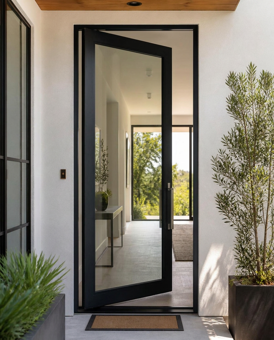 Full-Lite & Near-Full-Lite Entry Doors shown opened from a matching angle