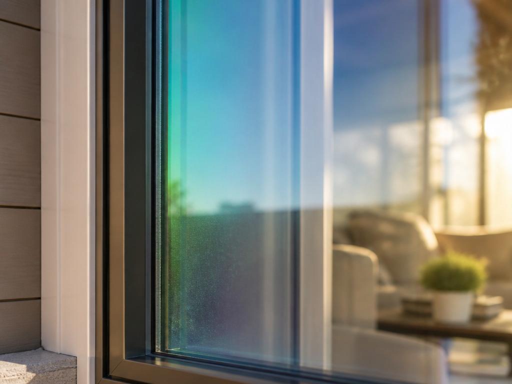 Low-emissivity coating reflecting light across a residential window pane