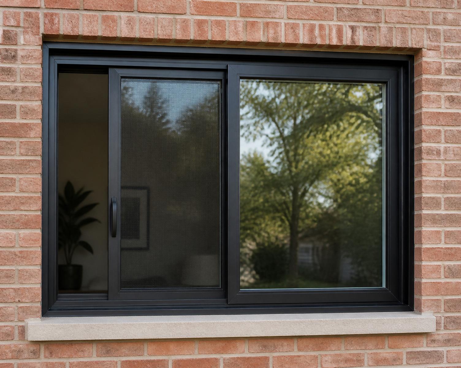 Single Slider Windows shown installed on a home