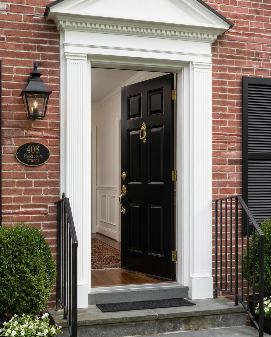 Traditional Panel Entry Doors shown opened from a matching angle