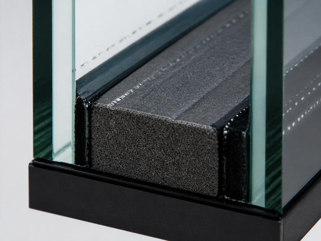 Warm-edge foam spacer bar sealing the perimeter of an insulated glass unit