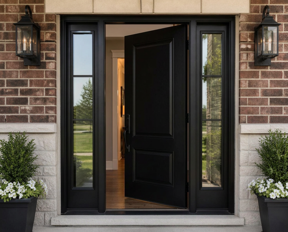 Entry Doors With Sidelites shown opened from a matching angle